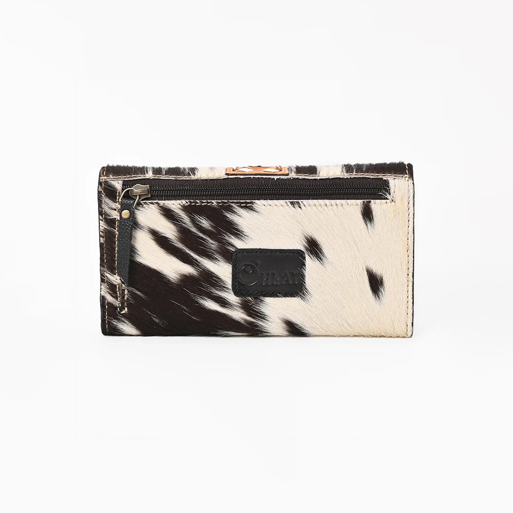Ohlay Western Hair On Hide Hand Tooled Wallet
