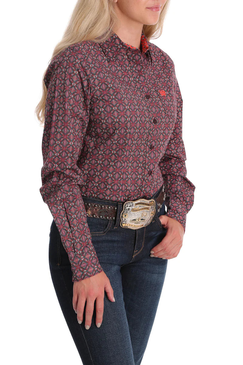 Cinch Wmns Brown Multicolour Long Sleeve Shirt - Mothers Day Sale
