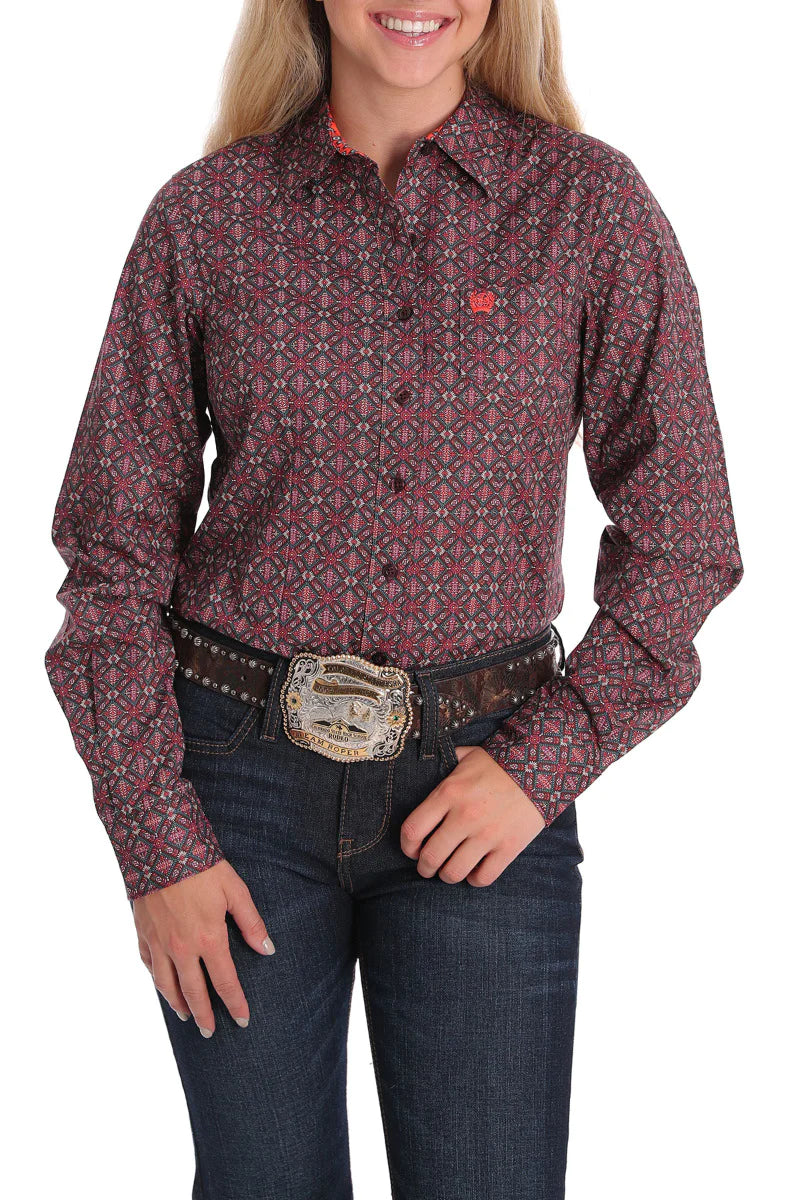 Cinch Wmns Brown Multicolour Long Sleeve Shirt - Mothers Day Sale