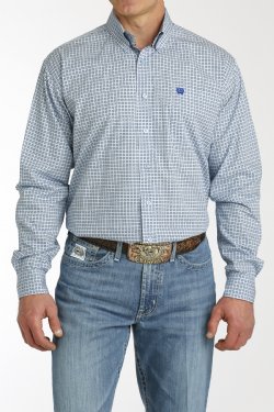Cinch Mens Western Shirt Blue Geometric - Black Friday Sale