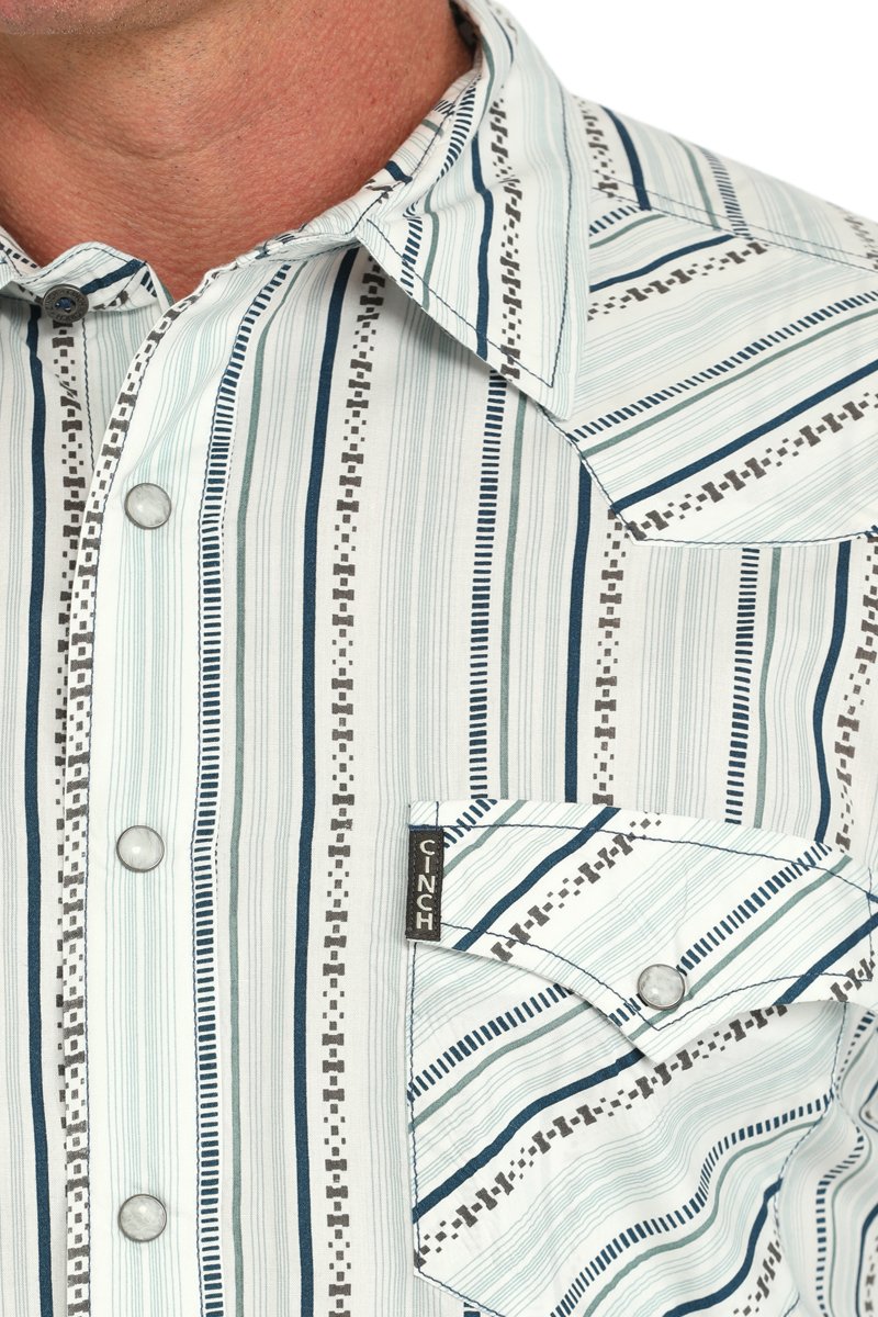 Cinch Mens White Retro Long Sleeve Shirt