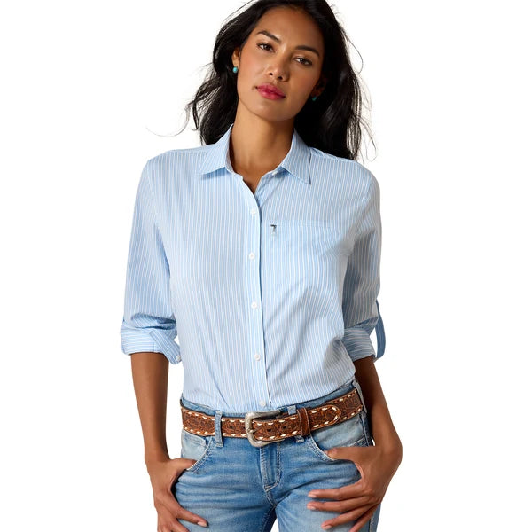 Ariat Wms Venttek LS Shirt Nawtucket Breeze Railroad Stripe