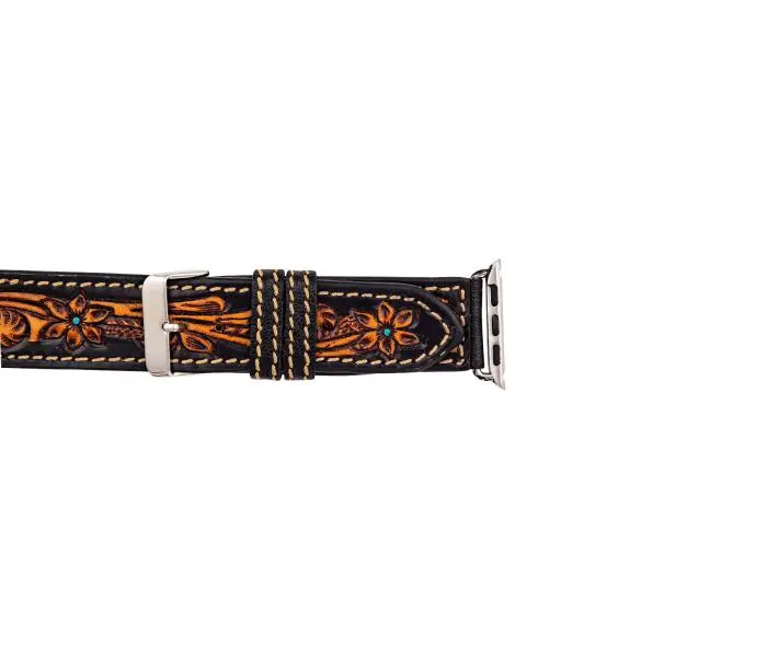 Fox Trail Hand-tooled Leather Watchband
