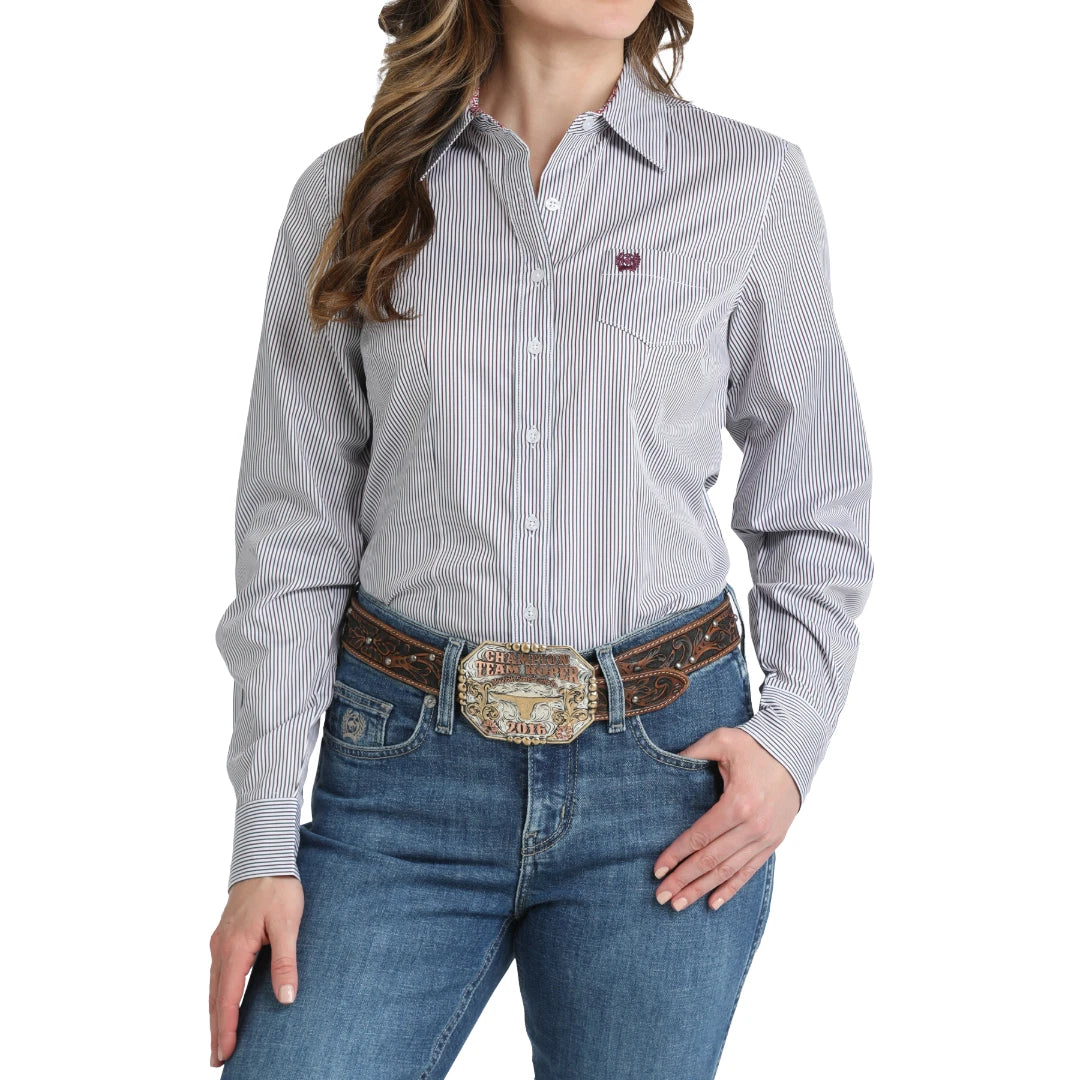 Cinch Wmns Blue Striped Down Shirt