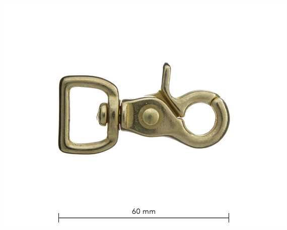 Scissor Hook Swivel Square Eye 20mm Brass 60mm Long