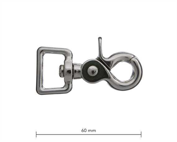 Scissor Hook Swivel Square Eye 20mm Nickel Plate 60mm Long