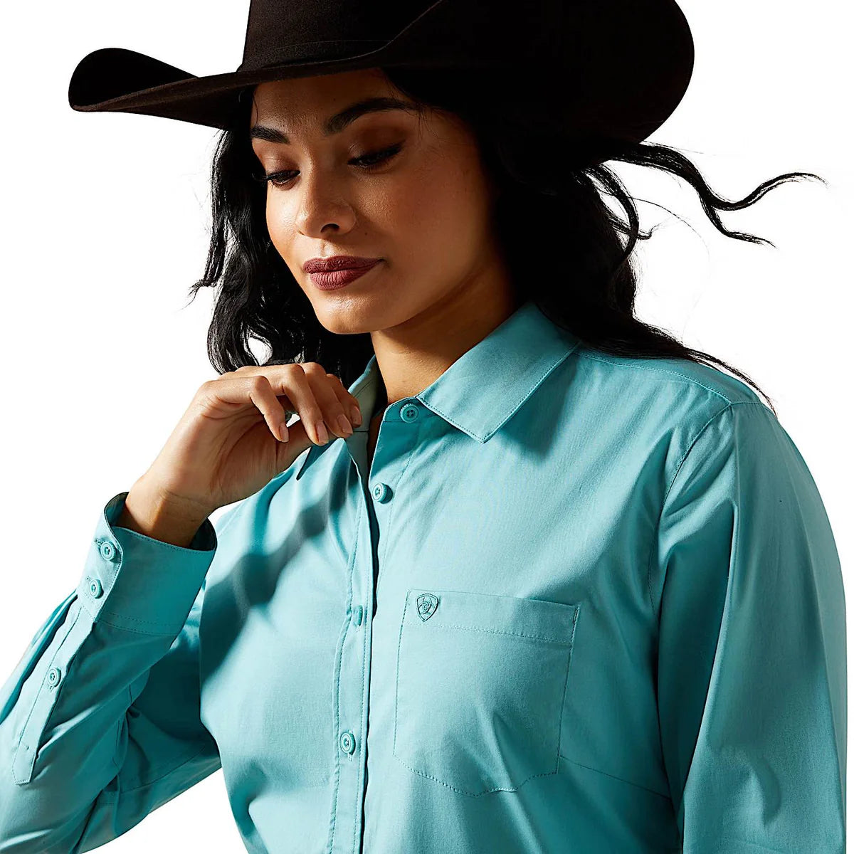Ariat Wms Wrinkle Resistant Kirby LS Shirt Aqua Sea