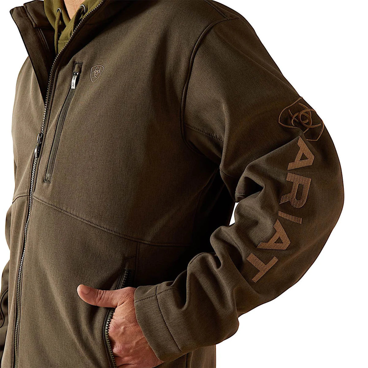 Ariat Mns Logo Softshell Jacket Earth Grean Heather