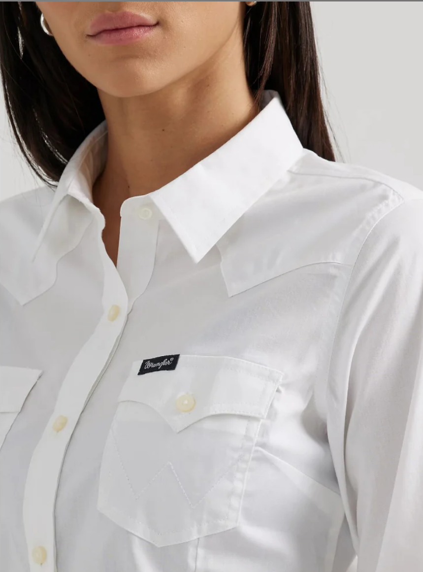 Wrangler Wmns Western White Button Down Shirt