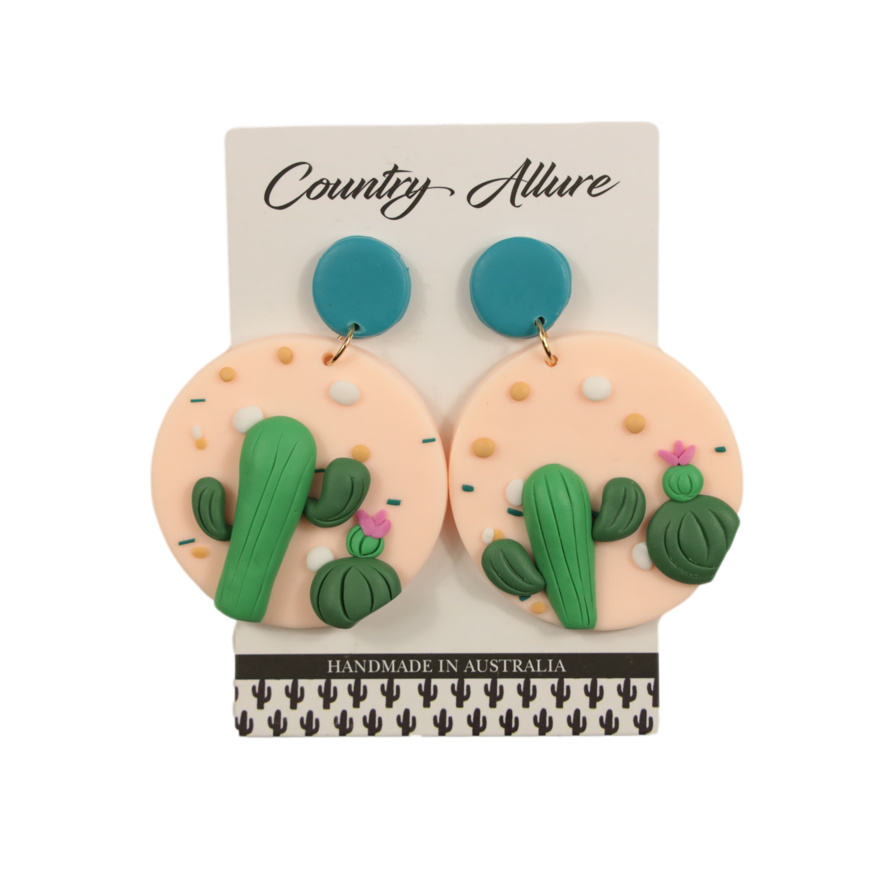 Country Allure Pink Round Cactus Dangle