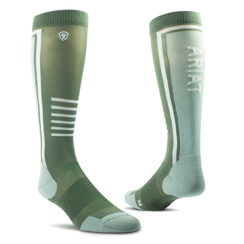 Ariat Uni Ariattek Slimline Performance Socks Four Leaf Clover/Hedge Green