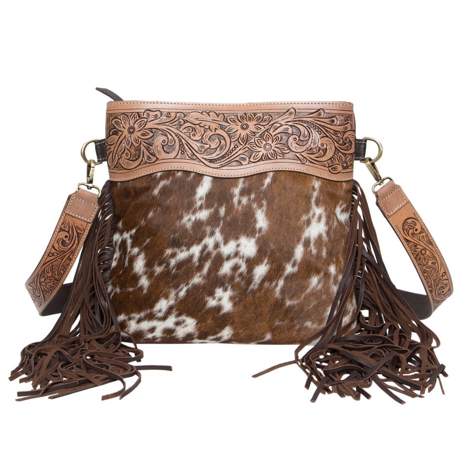 The Design Edge Tooling Leather Medium Sling Cowhide Bag