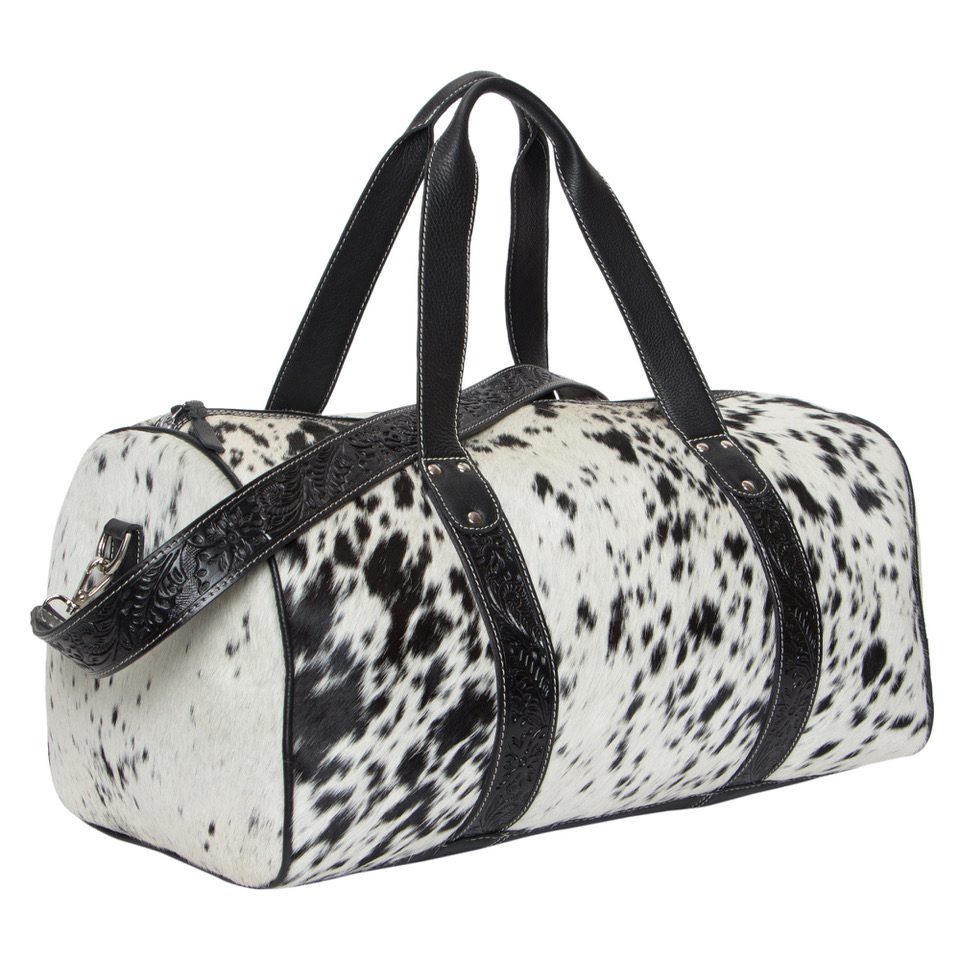 The Design Edge Colombia Cowhide Travel Bag with Carving Details