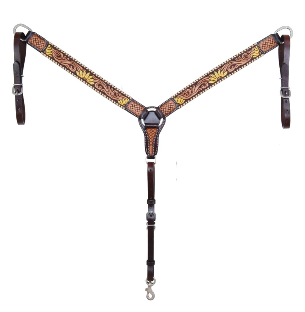 Rafter T Ranch Breastplate with Sunflower Tooling