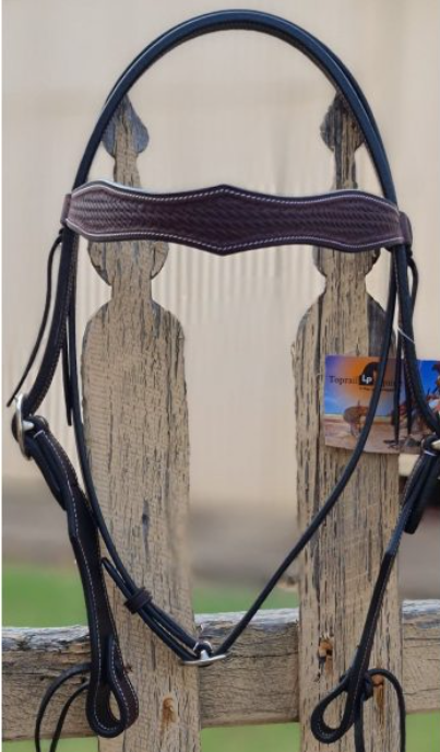 Toprail Diamond Browband Stamped Leather Bridle Natural Oil Colour