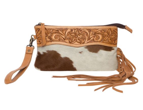 The Design Edge Tooling Leather Tassel Clutch