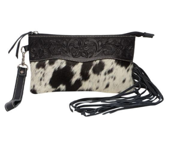 The Design Edge Tooling Leather Tassel Clutch