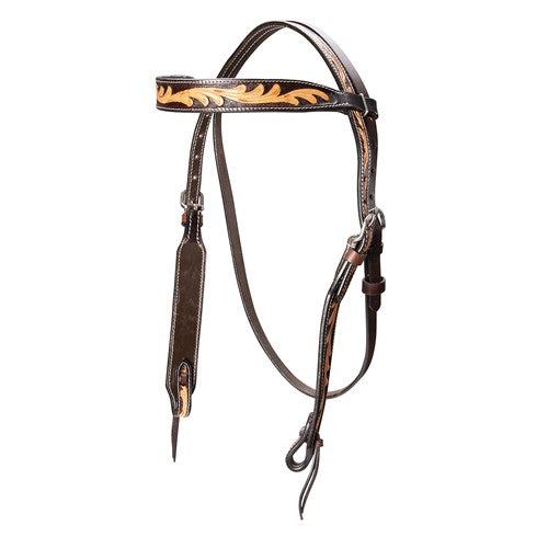 Fort Worth Tooled Leaf Headstall Two Tone | Horse Supplies - Bridle | Saddleworld Ipswich