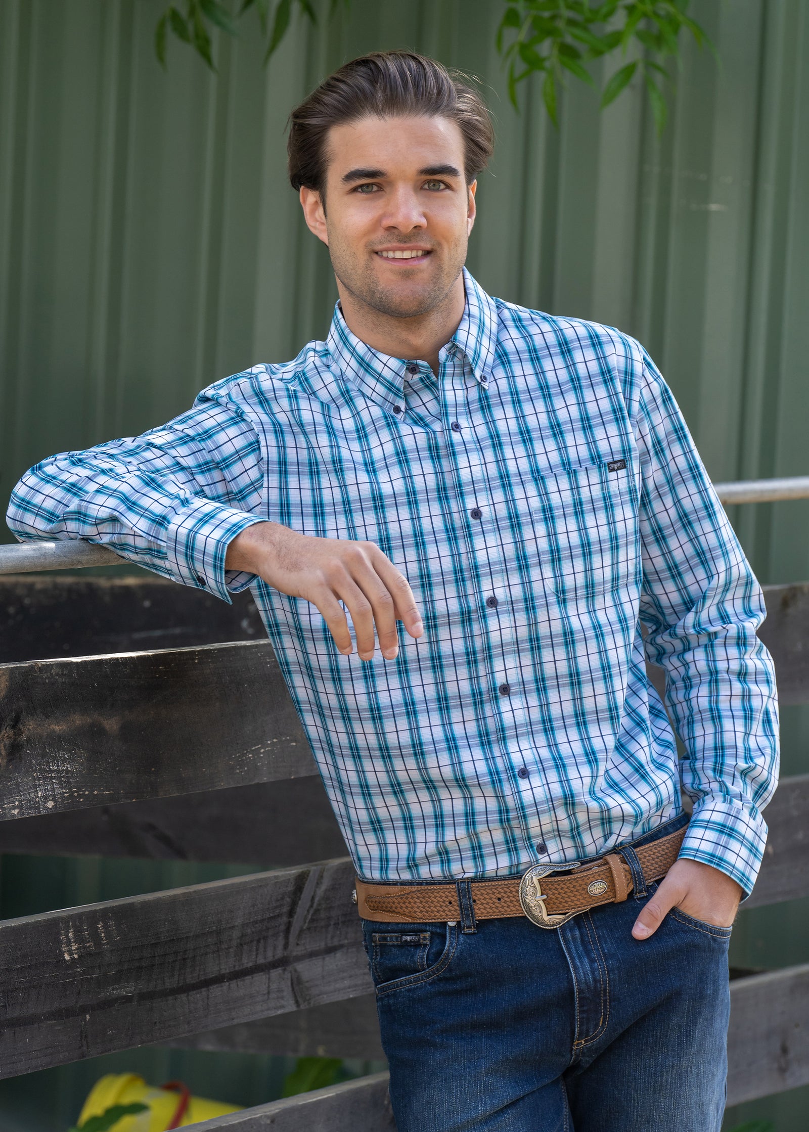 Pure Western Mens Archer Check Button LS Shirt