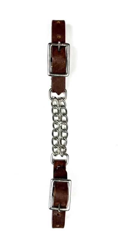 Ezy Ride Curb Strap Double Chain Harness Leather Ends