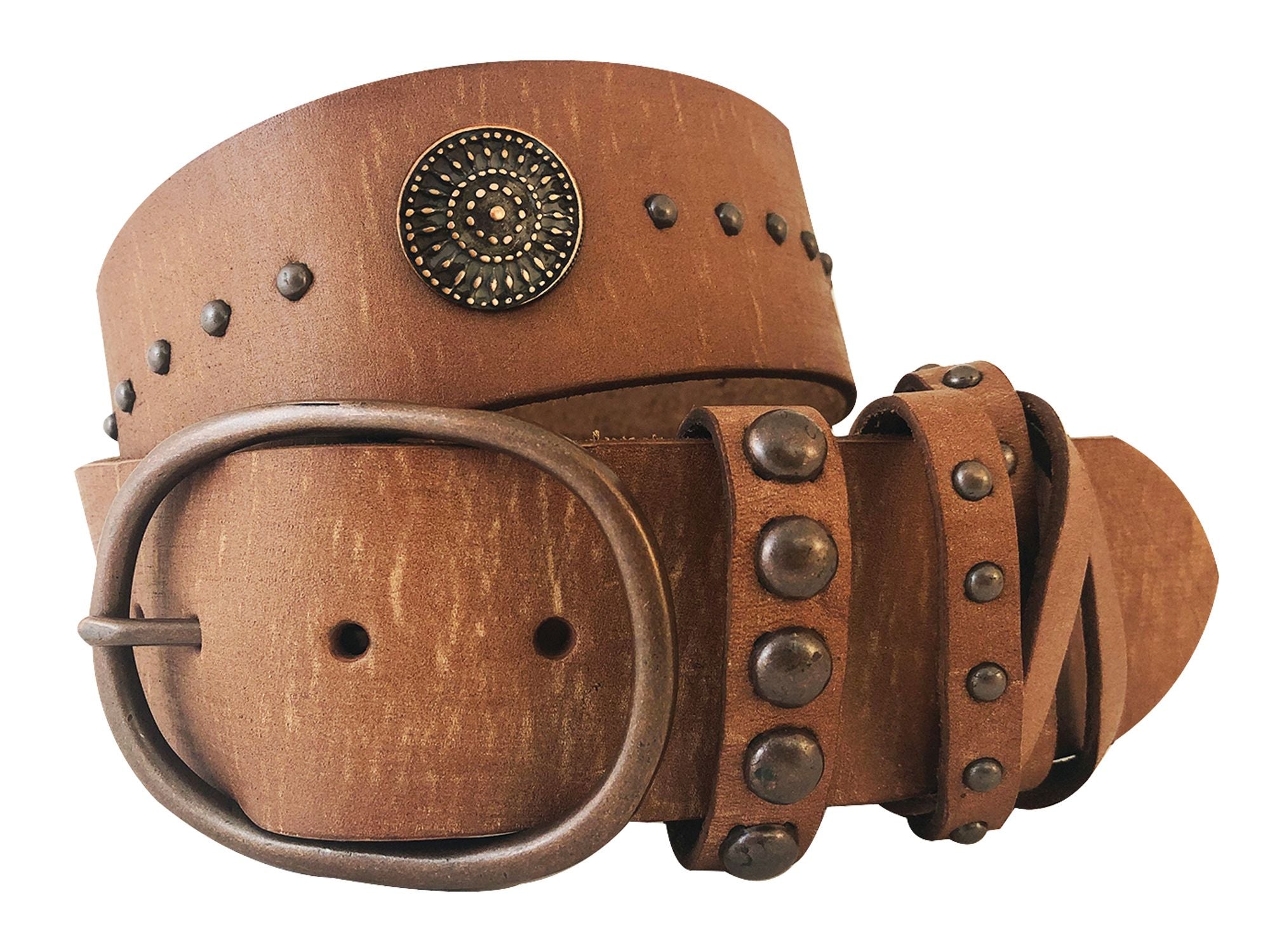 Roper Wms Belt 2In Genuine Leather Brown Embossed - Clearance