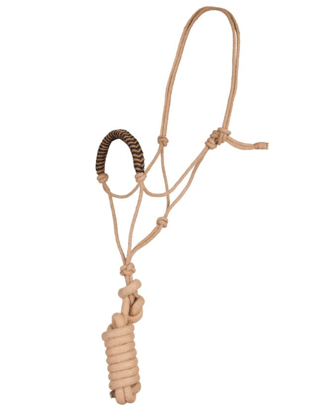 Jute Rope Halter and Lead with Black/Tan Noseband