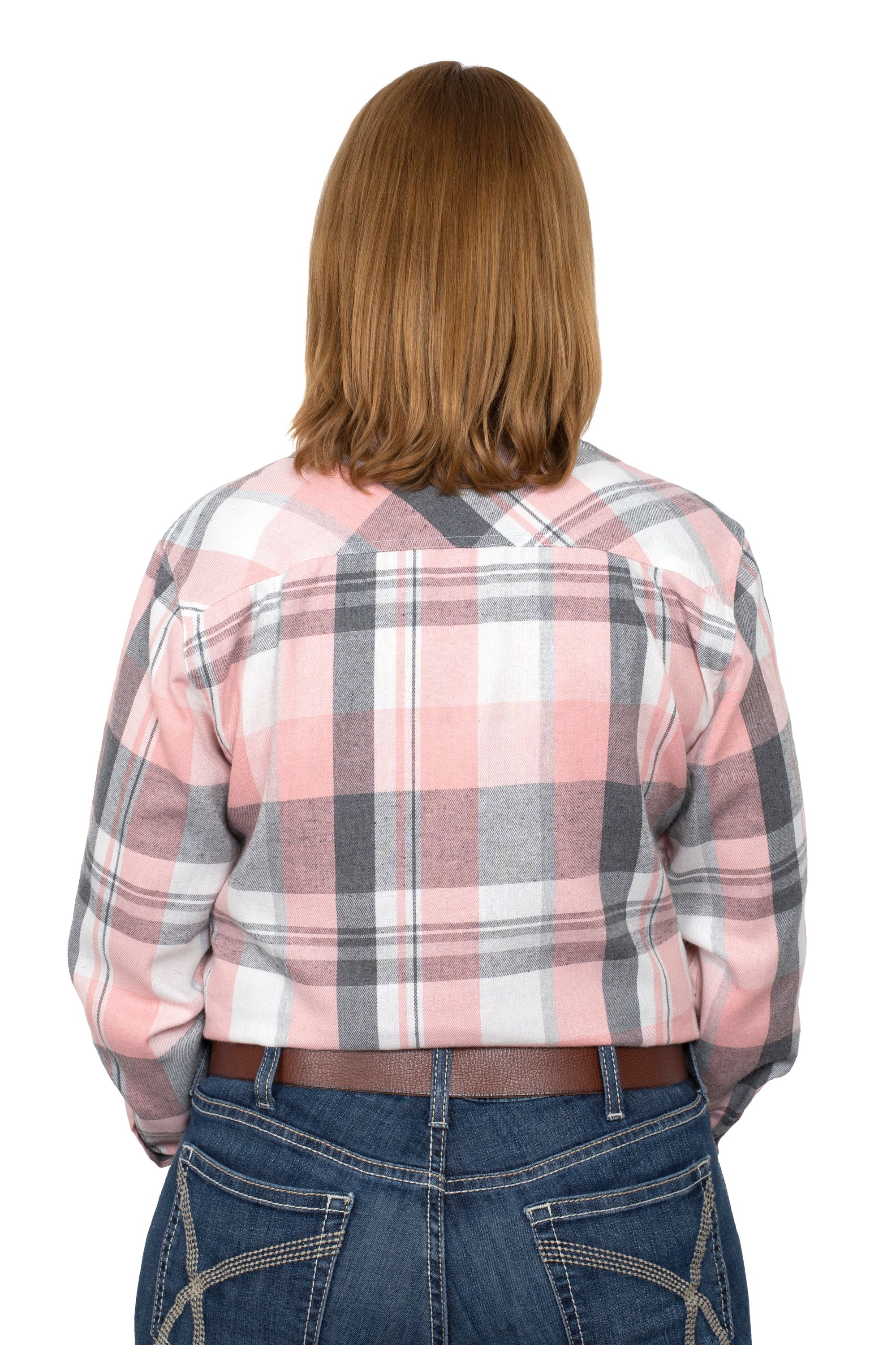 Just Country Wmns Brooke Workshirt Flannel Grey/Pink - Summer Clearance