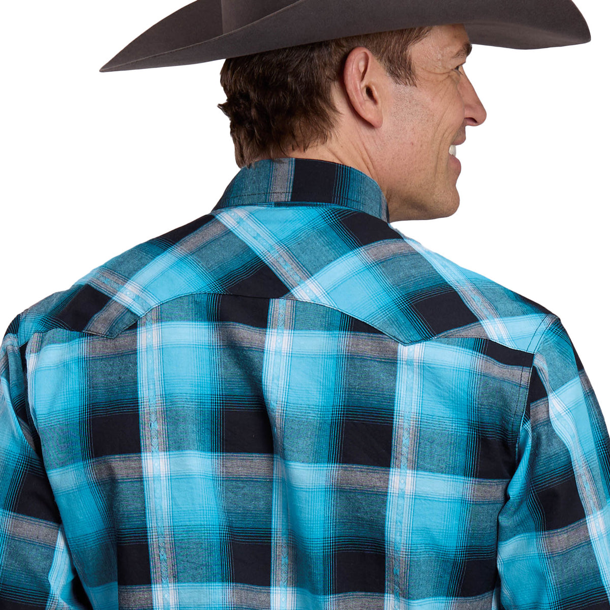 Roper Mns West Made Collection LS Shirt Plaid Blue