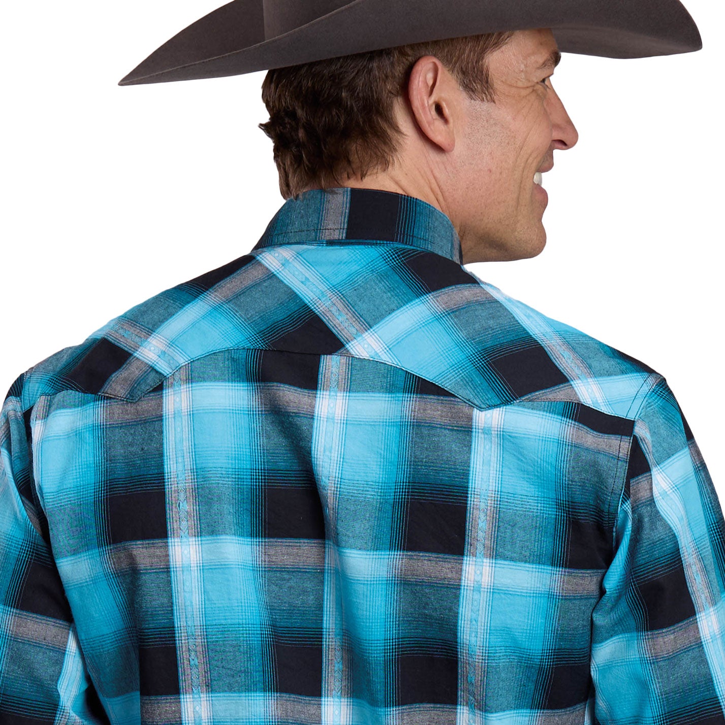 Roper Mns West Made Collection LS Shirt Plaid Blue