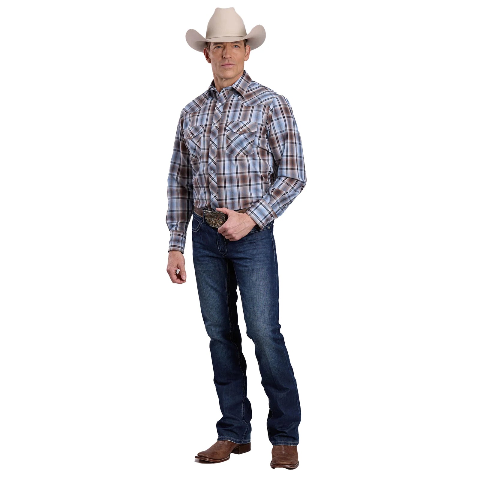 Roper Mns Karman Classic Collection LS Shirt Plaid Brown