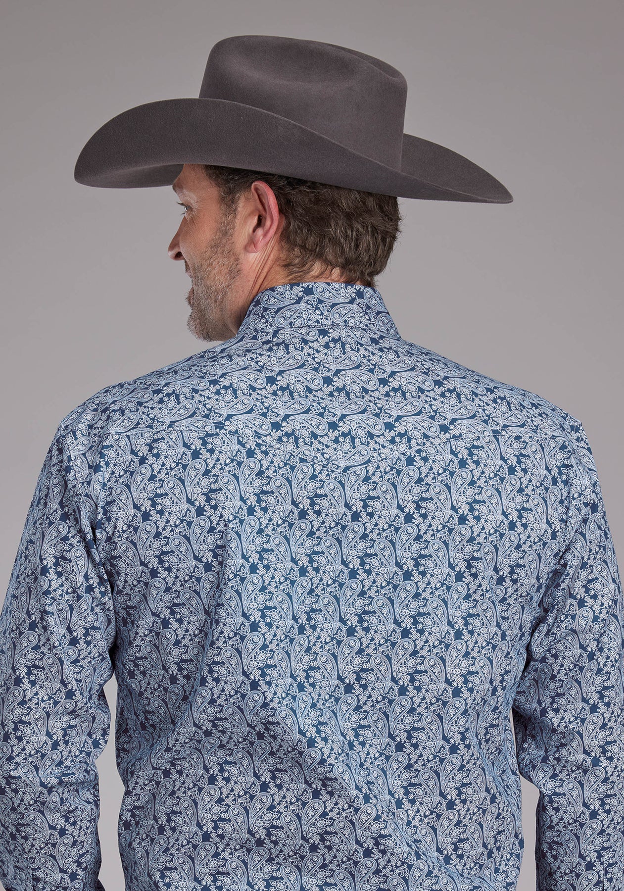 Roper Mns Amarillo Colleciton Long Sleeve Shirt Print Blue
