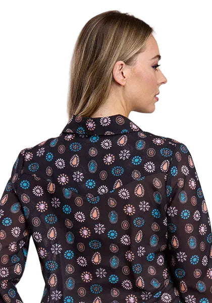 Roper Wmns Karman Classic Collection LS Shirt Print Blue