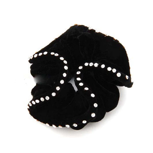 Hamag Black Velvet Hair Scrunchie with Crystals