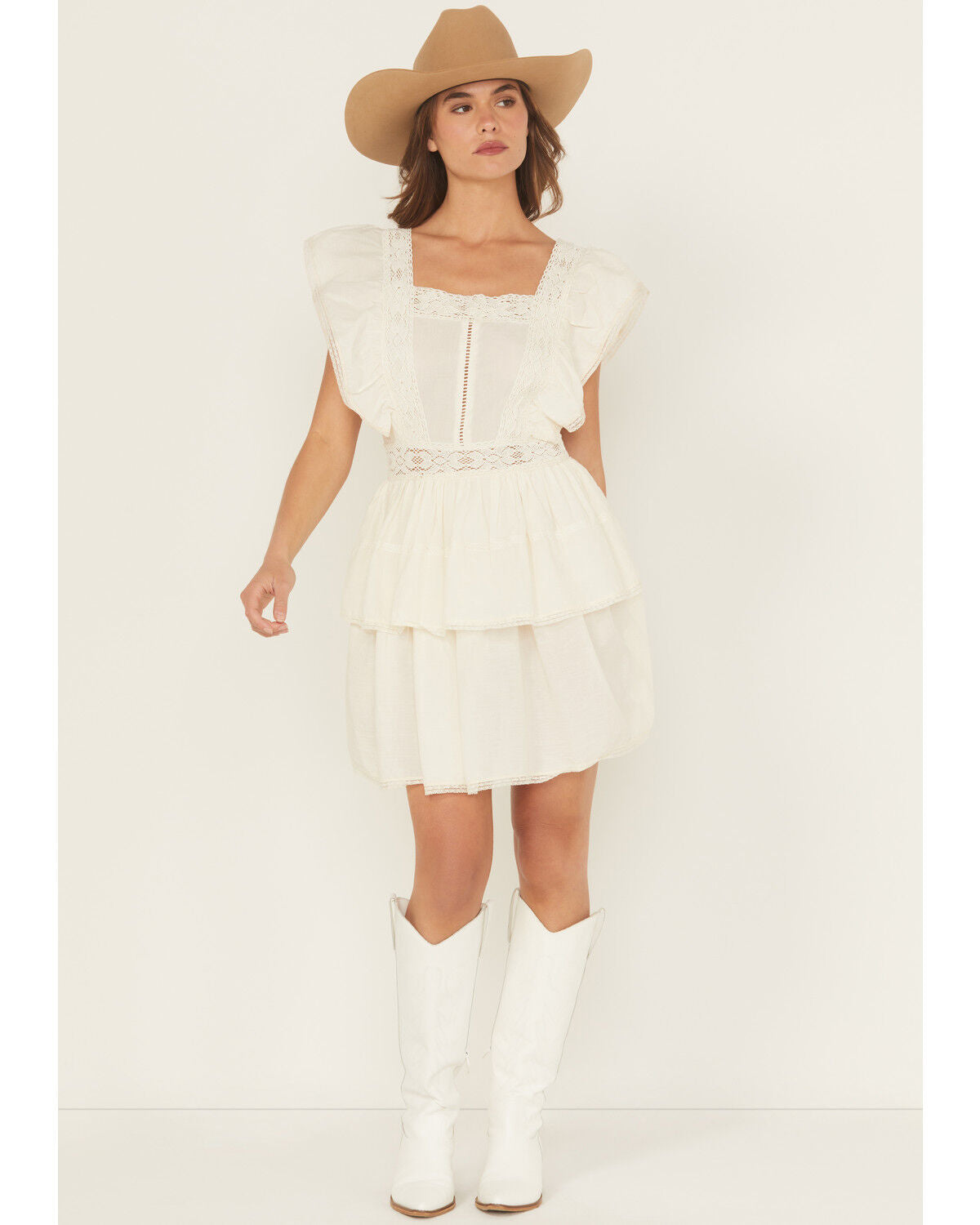 Rock and Roll Denim Flutter Sleeve Mini Dress