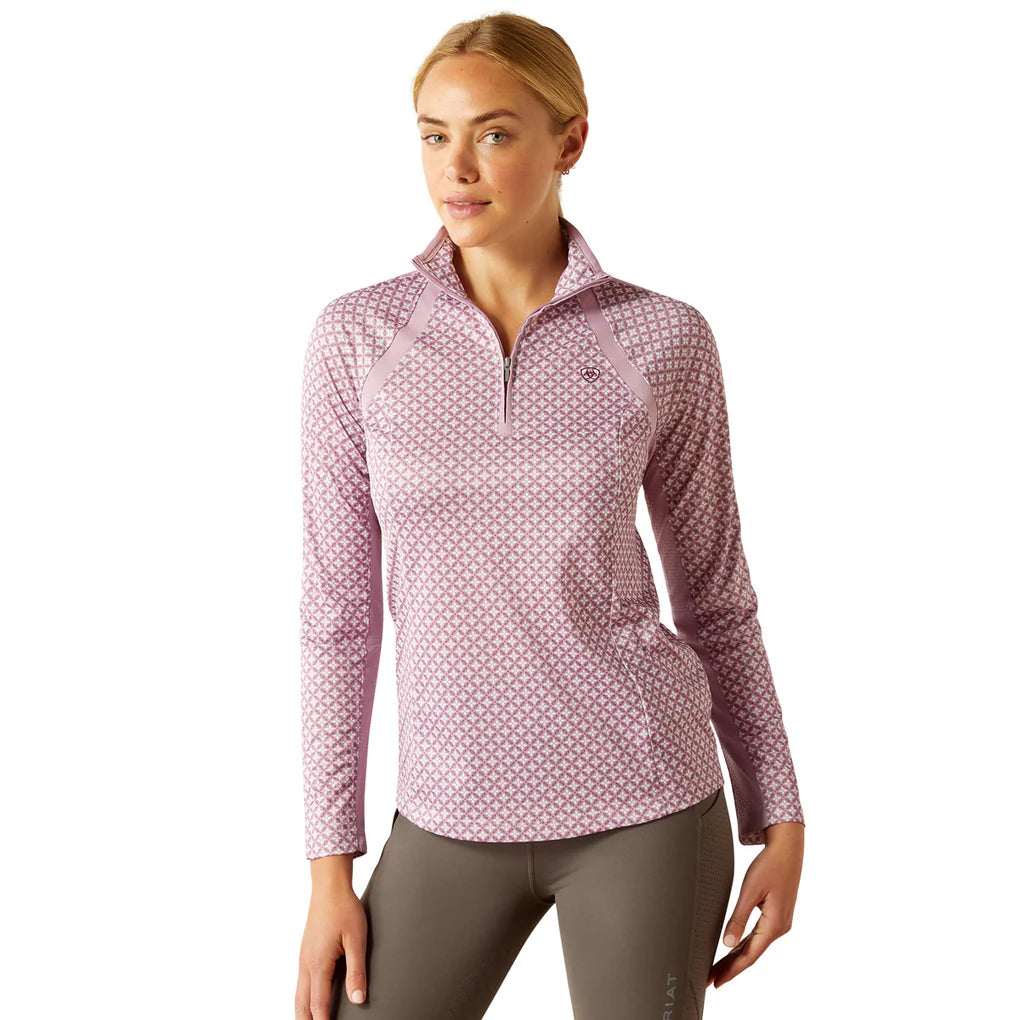 Ariat Wms Sunstopper 3.0 1/4 Zip Shirt Lavender Mist Tile