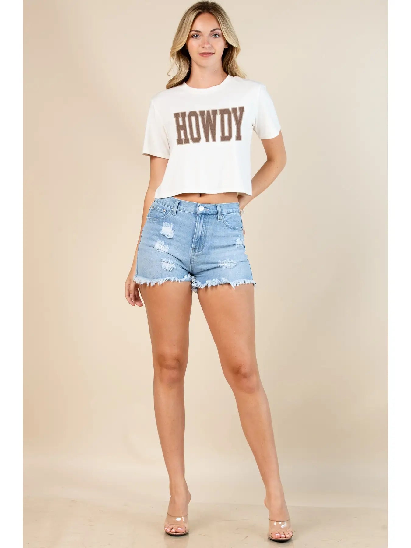 Western Howdy Graphic Tee Crop T Shirt - EOFY Sale