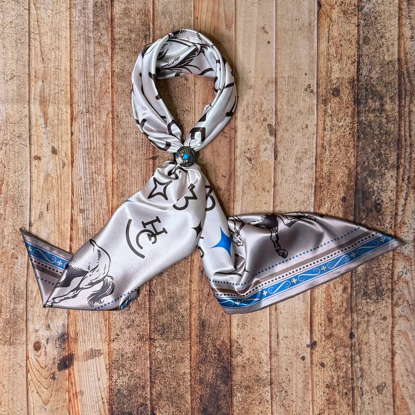 Horse Branding Print Silk Wild Rag | Country Clothing - Scarf | Saddleworld Ipswich