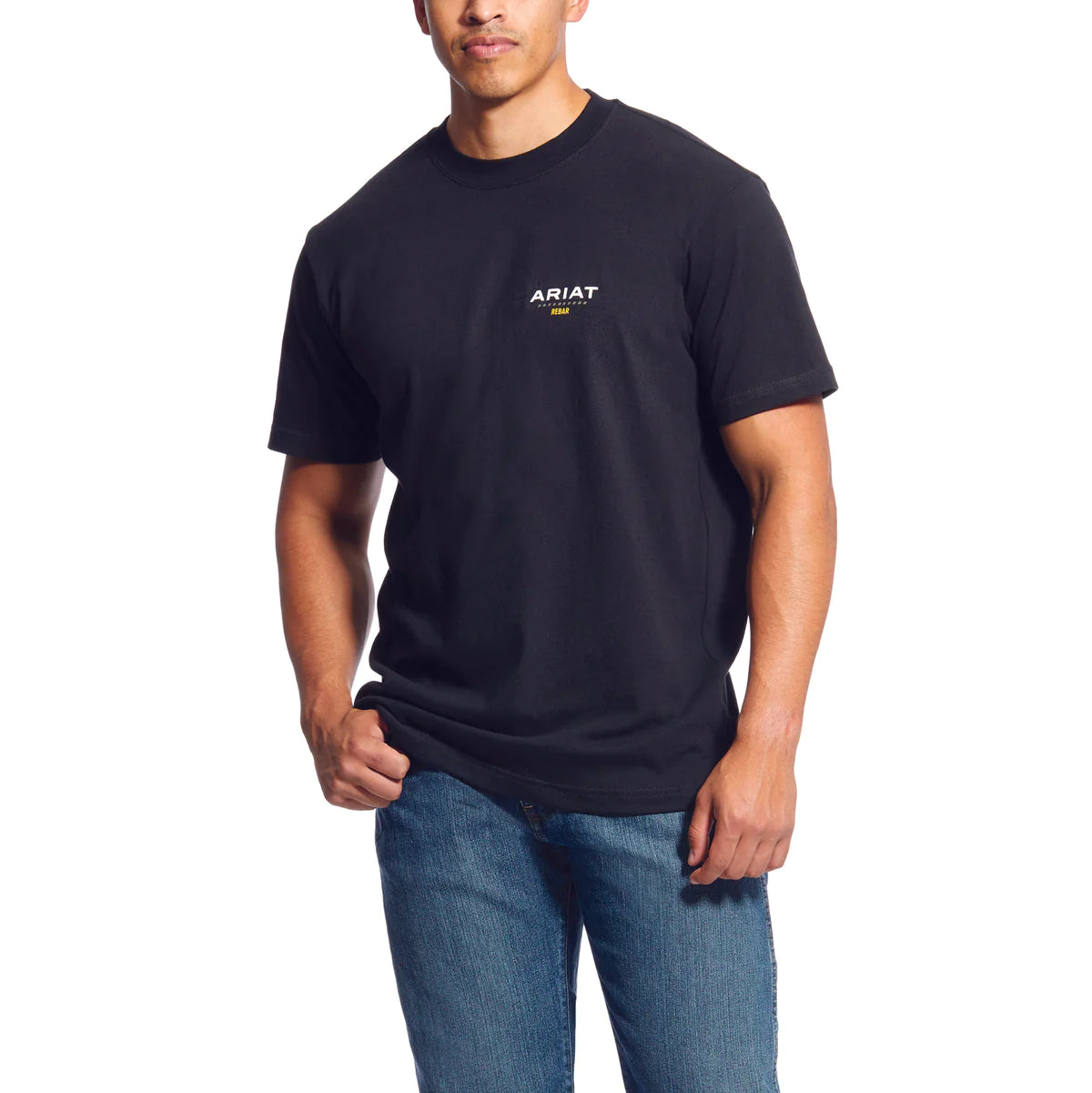 Ariat Mns Rebar Cotton Stretch Logo SS T Shirt Black