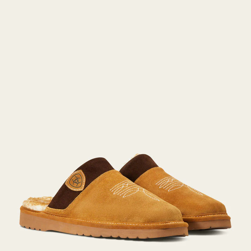 Ariat Mns Silversmith Square Toe Slipper Chestnut with Chocolate