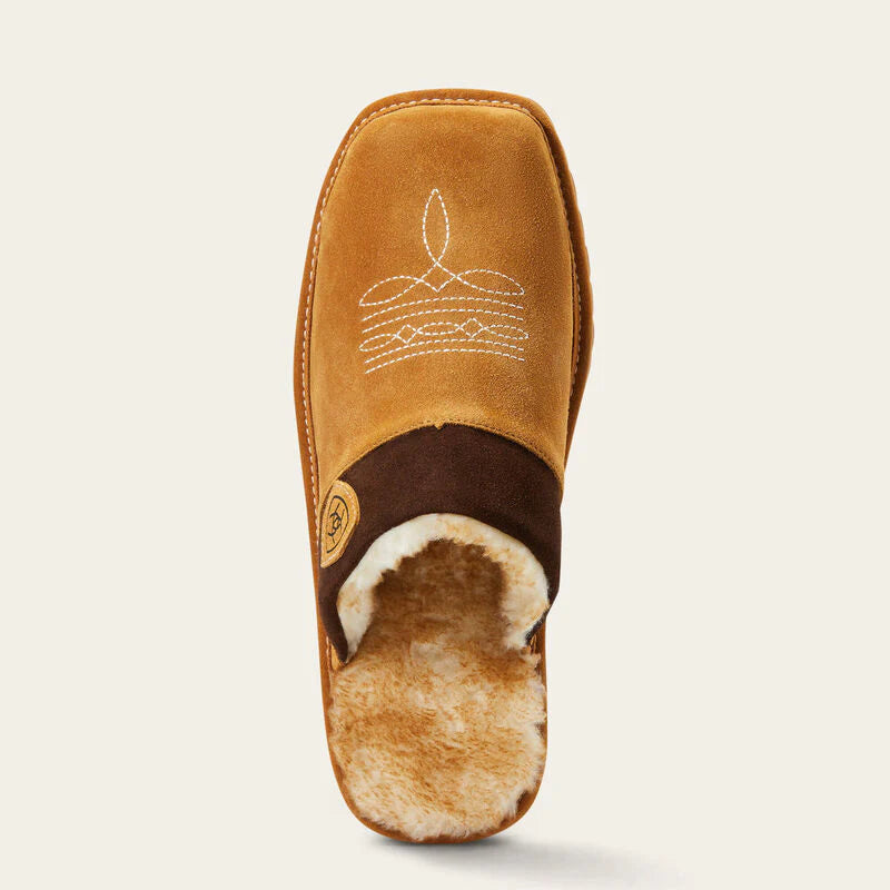 Ariat Mns Silversmith Square Toe Slipper Chestnut with Chocolate
