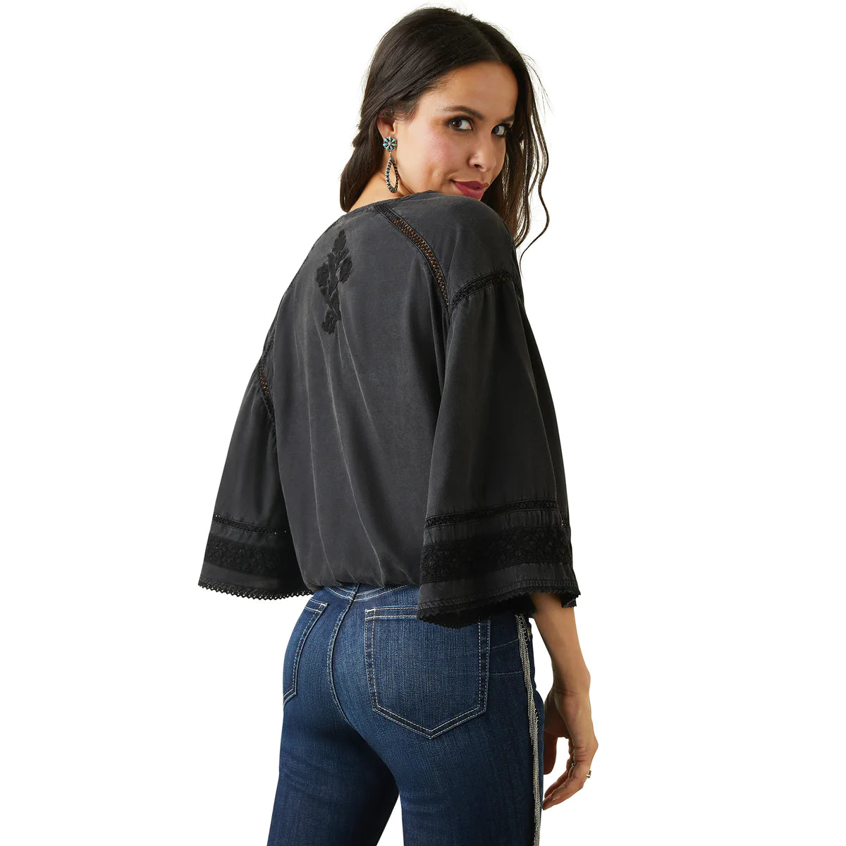 Ariat Wmns Midnight Rose Top Black - Mothers Day Sale