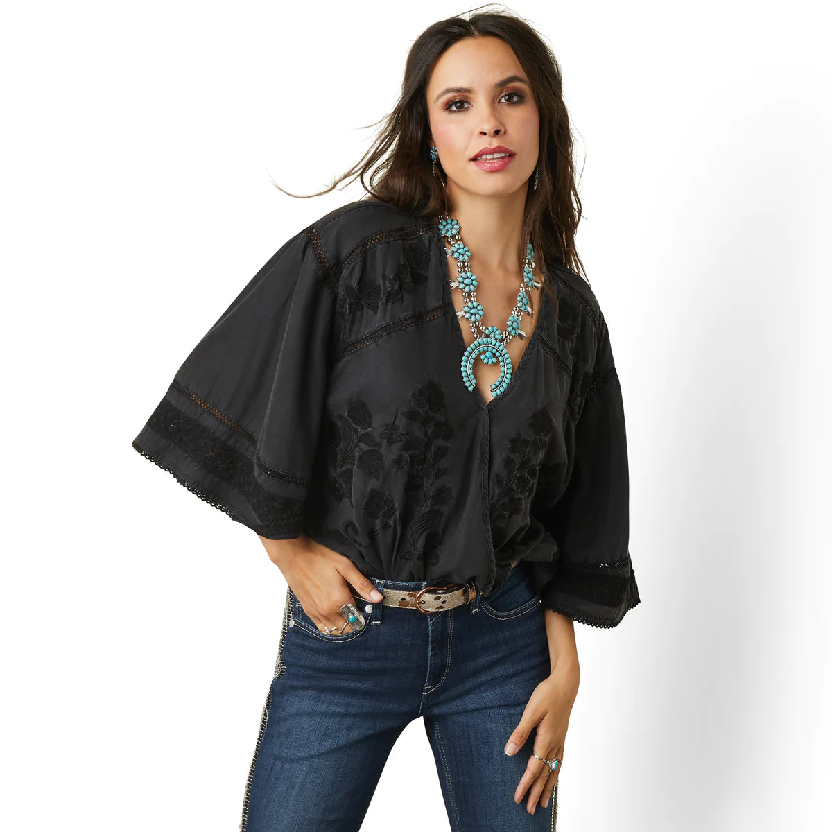 Ariat Wmns Midnight Rose Top Black - Mothers Day Sale
