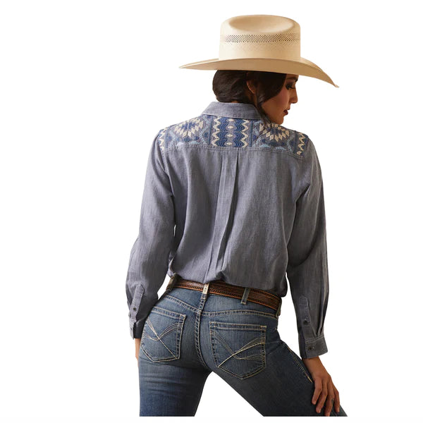Ariat Wms REAL Billie Jean LS Shirt Cassidy Embroidered Chambray - Mothers Day Sale
