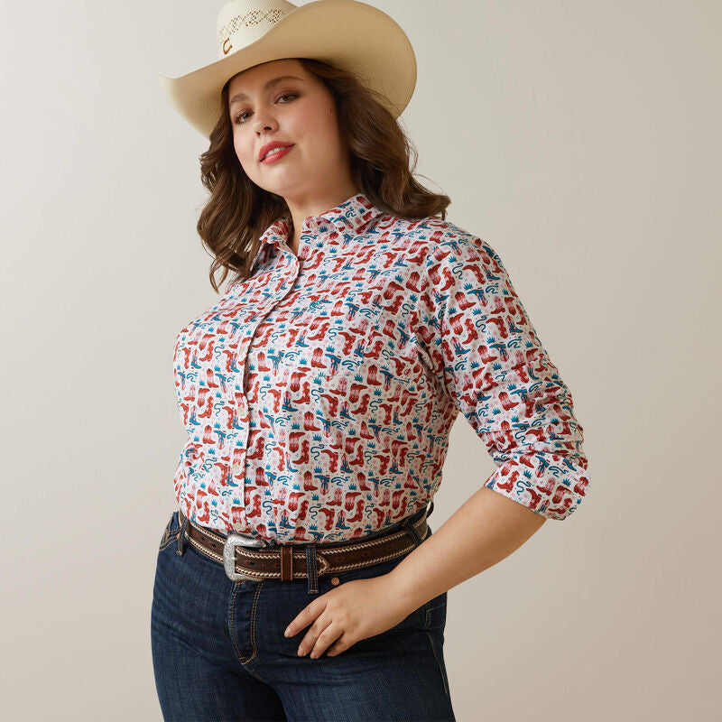 Ariat Wms REAL Kirby Stretch LS Shirt Blazin Boots - Black Friday Sale