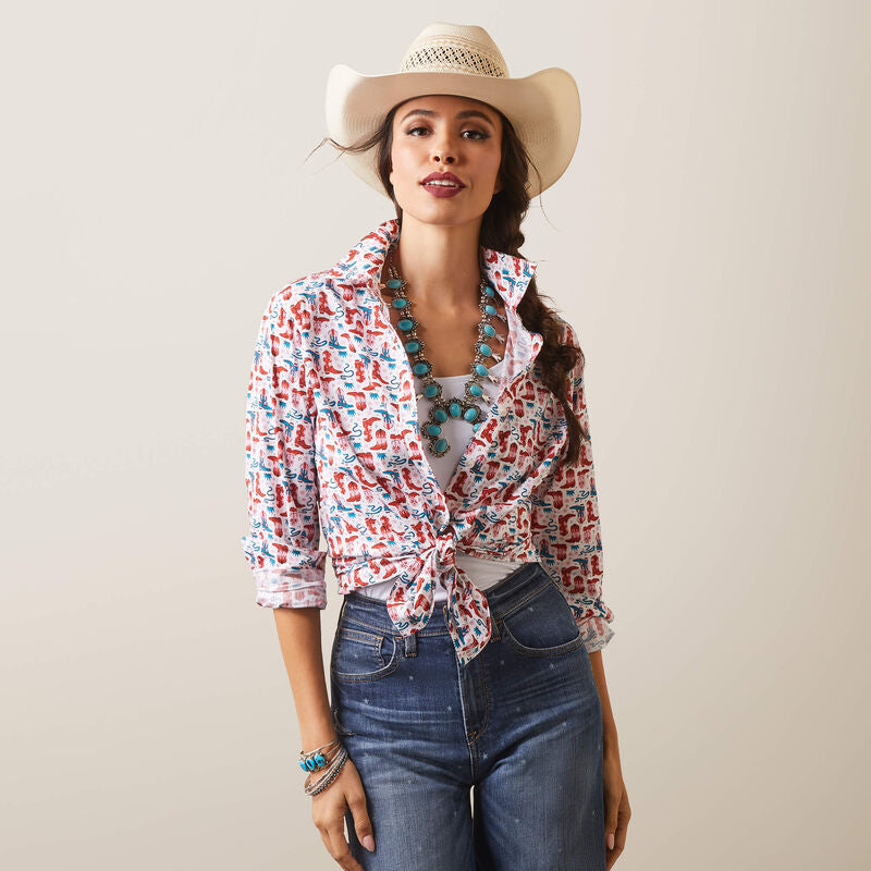 Ariat Wms REAL Kirby Stretch LS Shirt Blazin Boots - Black Friday Sale