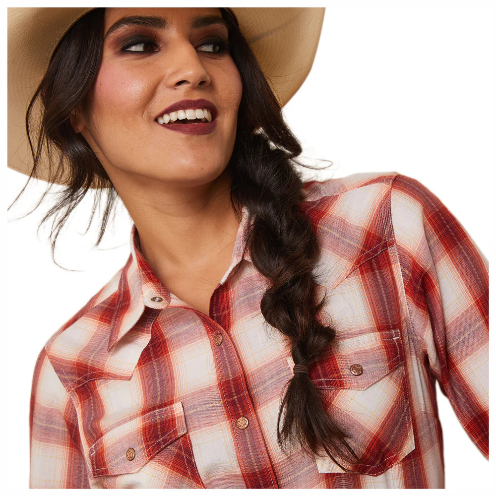Ariat Wms REAL Tulsa Snap LS Shirt Tulsa Plaid - Black Friday Sale