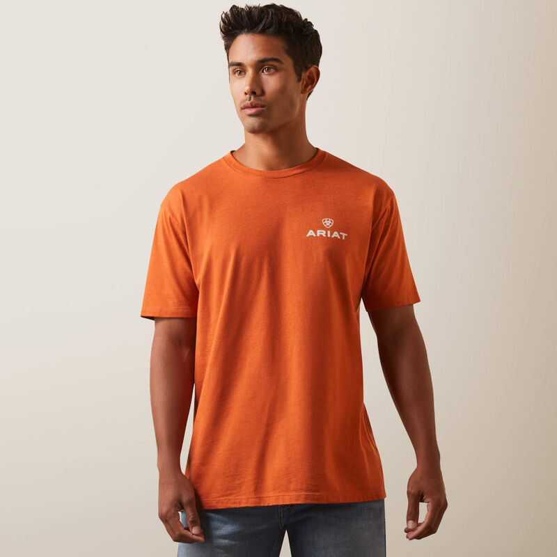 Ariat Mns Ariat Old Faithful SS T Shirt Adobe Heather - Summer Clearance