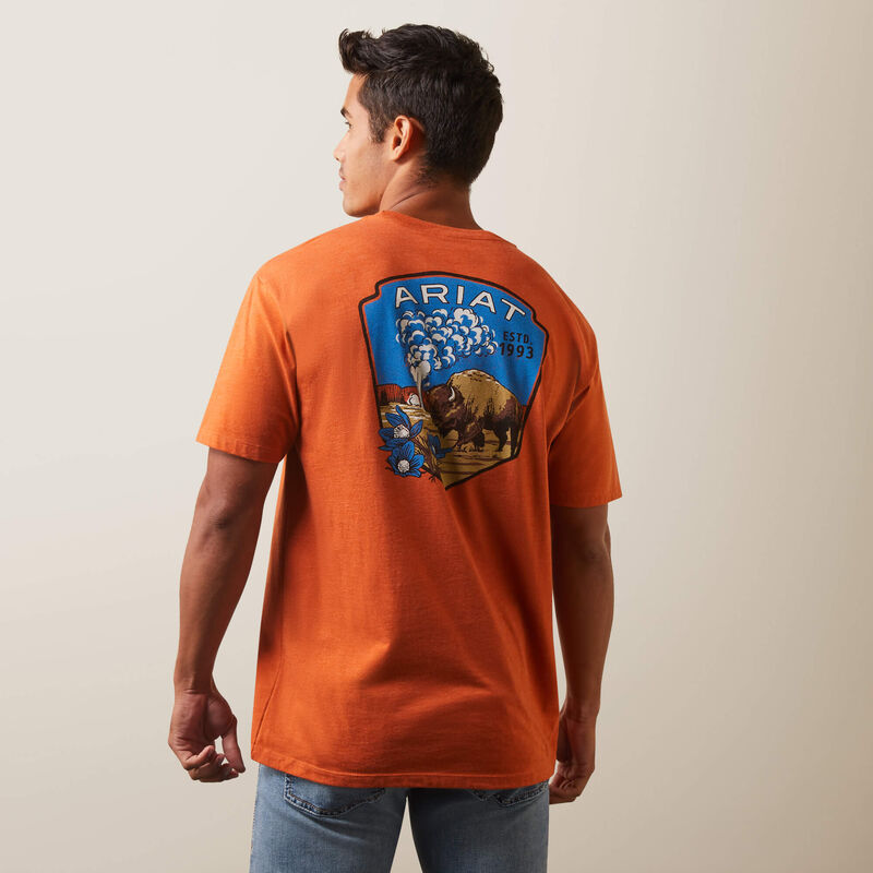 Ariat Mns Ariat Old Faithful SS T Shirt Adobe Heather - Summer Clearance