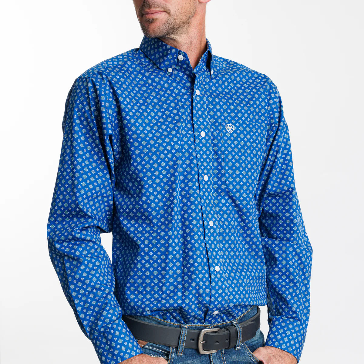Ariat Mns Wrinkle Free Felini Classic LS Shirt True Blue - Black Friday Sale