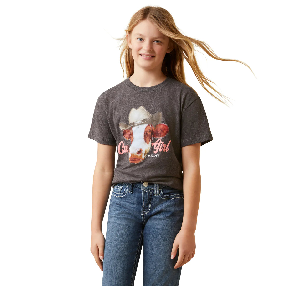 Ariat Gls Cow Girl SS Tee Charcoal Heather - Black Friday Sale